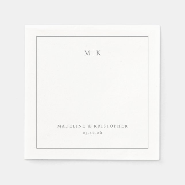 Serviette En Papier Elegant Black Minimalist Typographic (Devant)