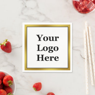 Serviette En Papier Élégant Black White Gold Business Logo Modèle