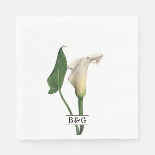 Serviette En Papier Elégant blanc Calla Lily Vert Mariage botanique