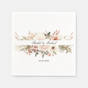 Serviette En Papier Elégant, blanc, pastel, bouquet de fleurs