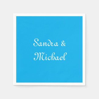 Serviette En Papier Elégant bleu azur bleu personnalisé