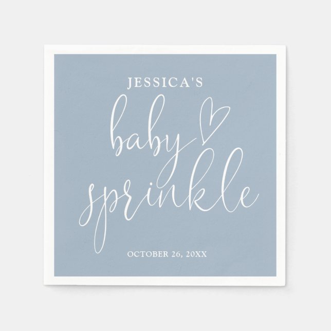 Serviette En Papier Elégant bleu Dusty Baby Sprinkle Douche (Devant)