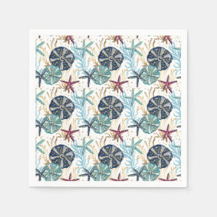 Serviette En Papier Elégant bleu et or Océan Motif trésors