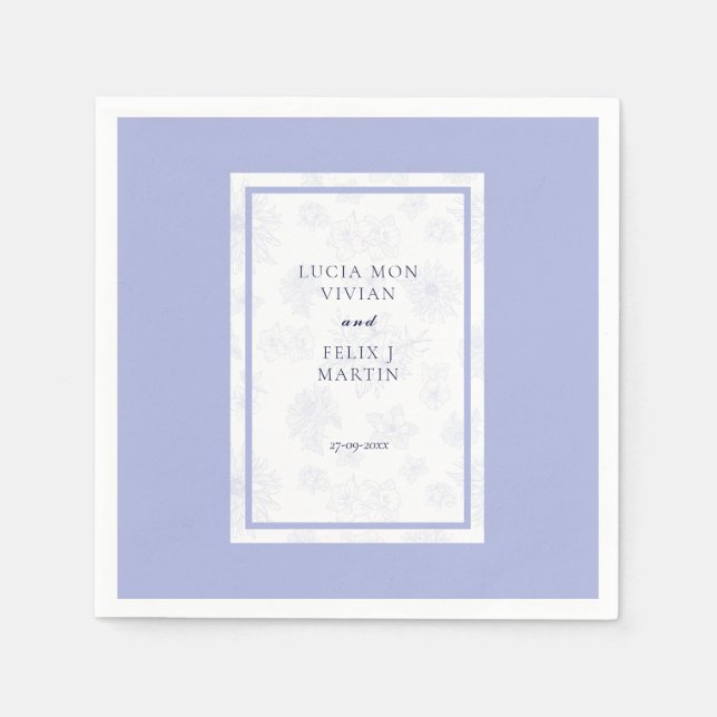 Serviette En Papier Elégant bleu neutre Ombre floral Mariage Dîner (Devant)