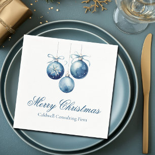Serviette En Papier Elégant Bleu Ornements de Noël Société Fête