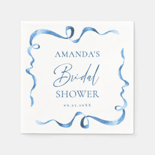 Serviette En Papier Élégant bleu poussiéreux tiré à la main Mariage Jo