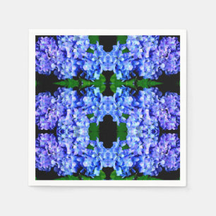 Serviette En Papier Élégant bleu violet clair magenta hydrangée floral