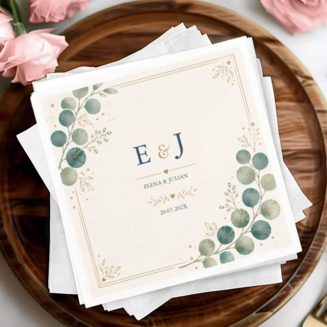 Serviette En Papier Elegant Blue Eucalyptus  (Créateur téléchargé)