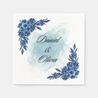Serviette En Papier "Elegant Blue Flower Napkins for Your Special Day"