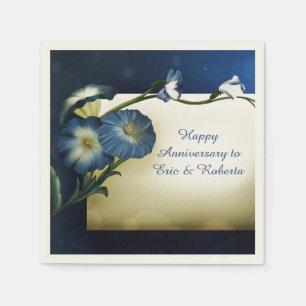 Serviette En Papier Elégant Blue Petunias Occasion spéciale Personnali