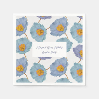 Serviette En Papier Elégant Blue Poppy Anniversaire Garden Party