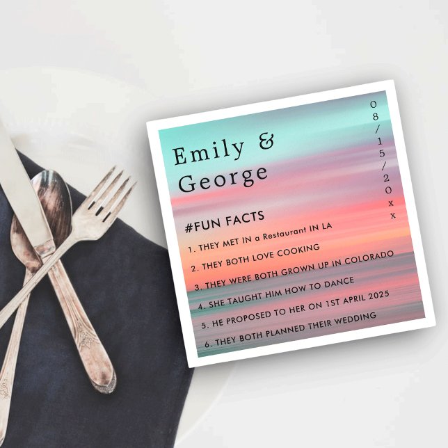 Serviette En Papier Elégant Blue Sky Romantique Sunset Beach Mariage (Créateur téléchargé)