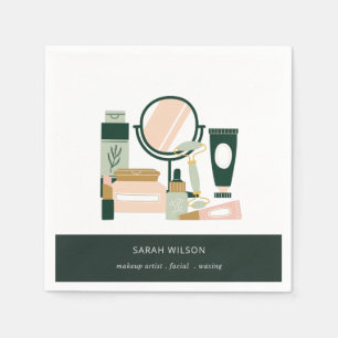 Serviette En Papier Elégant Blush Green Maquillage Artiste Cosmologist