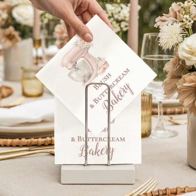 Serviette En Papier Elegant Blush Patisserie Bakery Business (Créateur téléchargé)