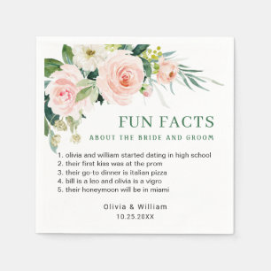 Serviette En Papier Élégant Blush rose Floral Fun Facts Mariage