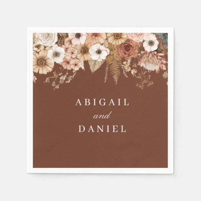 Serviette En Papier Elegant Bohemian Floral Wedding  (Devant)