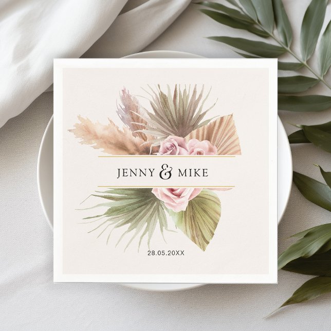 Serviette En Papier Elégant, Boho, Beige & Earth Tones Mariage (Créateur téléchargé)