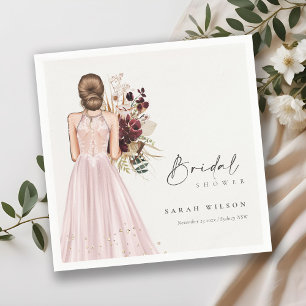 Serviette En Papier Elegant Boho Blush Mariage Gown Fête des mariées