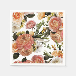 Serviette En Papier Élégant Boho Chic Fête des mariées florale serviet