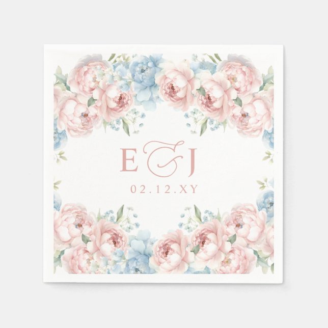 Serviette En Papier Elégant Boho été printemps Blush Floral Mariage (Devant)