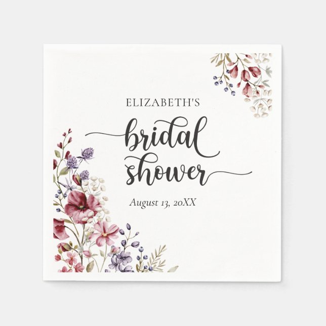 Serviette En Papier Elegant Boho Fleur sauvage Fête des mariées (Devant)