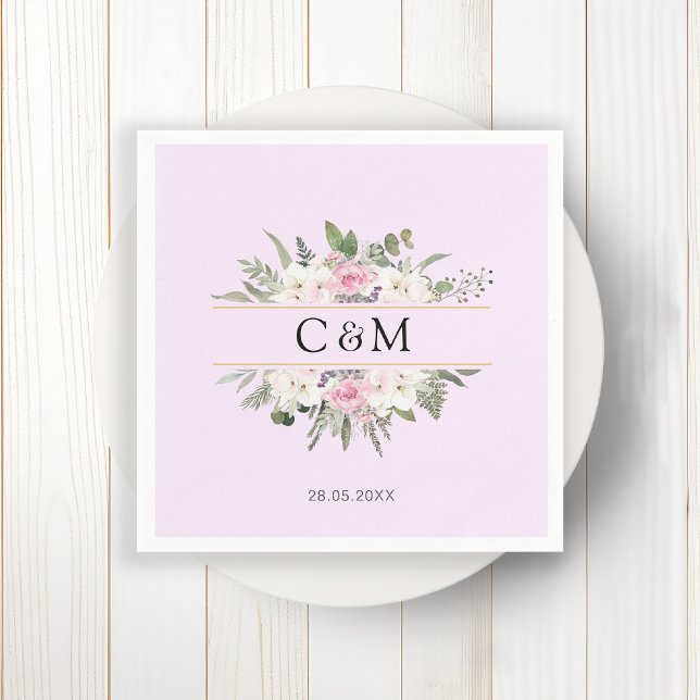 Serviette En Papier Élégant Boho Floral (Créateur téléchargé)