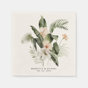 Serviette En Papier Elégant Boho Floral verdure