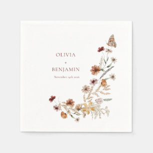 Serviette En Papier Elégant Boho Nature Fleur sauvage Mariage