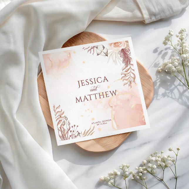 Serviette En Papier Elégant Boho Style Rose Rose Floral Accueil (Créateur téléchargé)