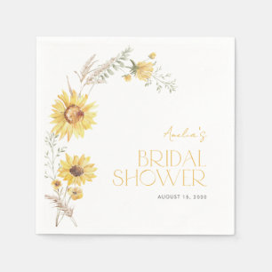 Serviette En Papier Elégant Boho Sunflower Fête des mariées botanique