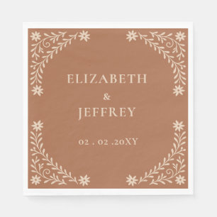 Serviette En Papier Élégant Boho Terracotta Mariage floral