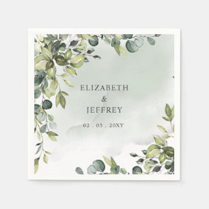 Serviette En Papier Elégant Boho verdure Eucalyptus Mariage