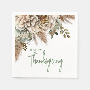 Serviette En Papier Elégant Bon thanksgiving Floral Boho
