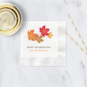 Serviette En Papier Élégant Bon thanksgiving orange Feuilles d'autom