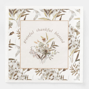 Serviette En Papier Élégant Botanique " Grateful Thankful Blessé "