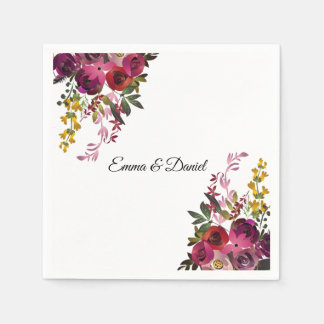 Serviette En Papier Elégant Bouquet Floral