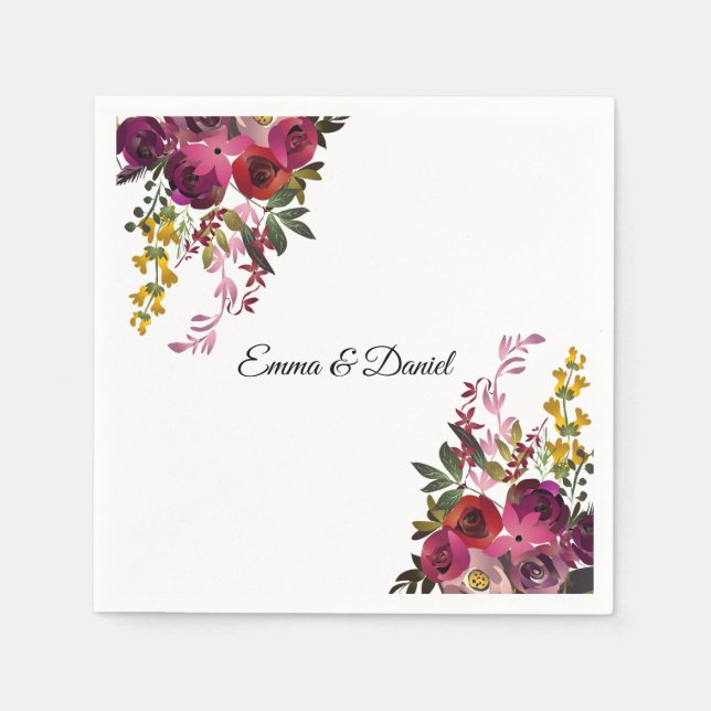 Serviette En Papier Elégant Bouquet Floral (Devant)