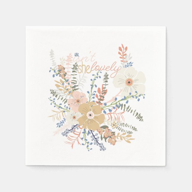 Serviette En Papier Elégant Bouquet Floral Girly Dire Jolie (Devant)