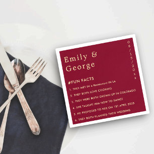 Serviette En Papier Élégant Bourgogne Gold Classy Fun Facts Mariage