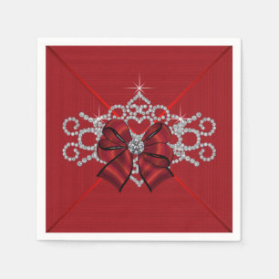 Serviette En Papier Élégant Bow Diamond Rouge