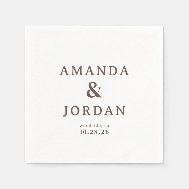 Serviette En Papier Elegant Brown Typographic (Devant)