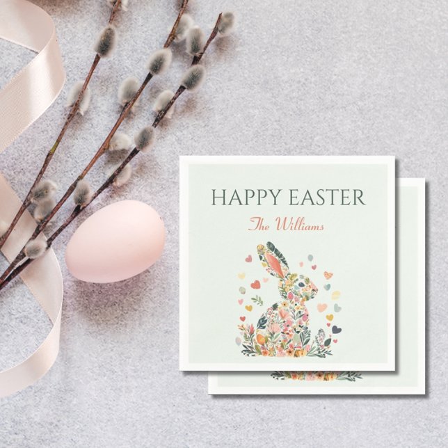 Serviette En Papier Élégant Brunch de printemps de lapin (Créateur téléchargé)