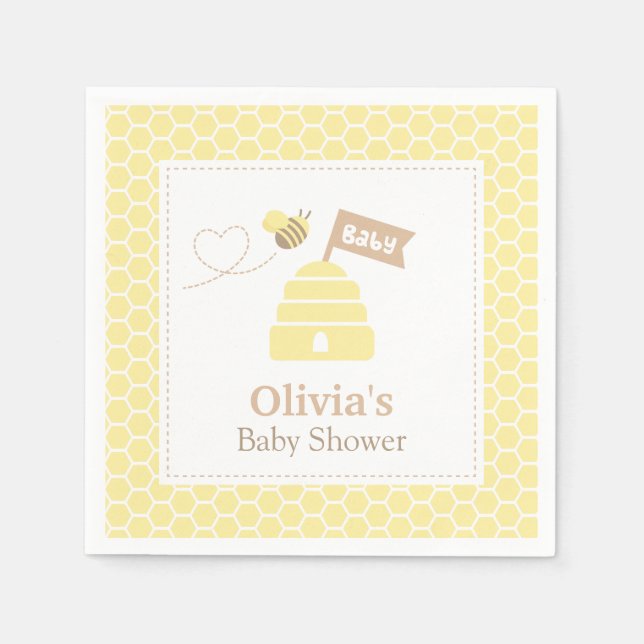 Serviette En Papier Élégant Bumble Bee Baby shower Fournitures (Devant)