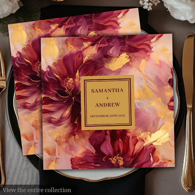 Serviette En Papier Élégant Burgundy Gold Blush Mariage Papier Napkins (Elegant Burgundy Gold Blush Wedding Paper Napkins)