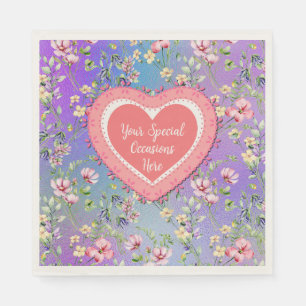 Serviette En Papier Elégant cadre de coeur floral : pour chaque occasi