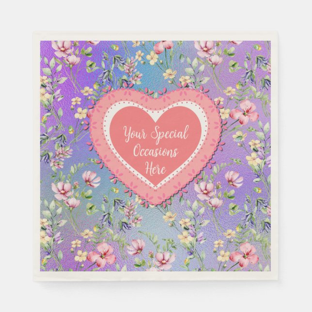 Serviette En Papier Elégant cadre de coeur floral : pour chaque occasi (Devant)