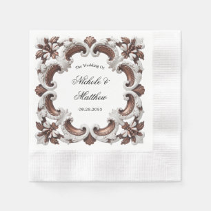 Serviette En Papier Élégant cadre Mariage baroque