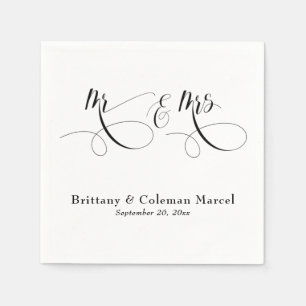 Serviette En Papier Elegant Calligraphy Mr & Mrs Wedding Napkins
