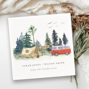 Serviette En Papier Élégant Camping Aquarelle Pine Mariage