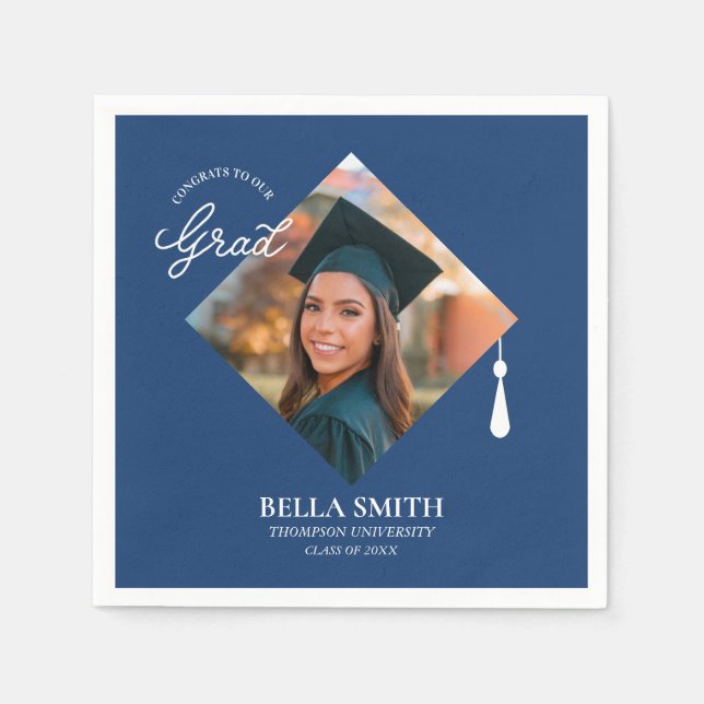 Serviette En Papier Elegant Cap Topper Custom Graduate Photo Keepsake  (Devant)